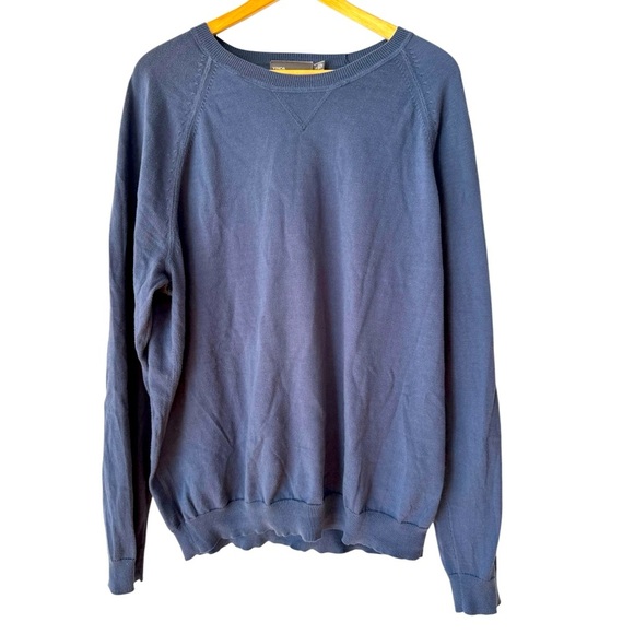 Vince Mens Raglan Sleeve Sweater Blue Crew Neck Cotton Lightweight - Picture 1 of 15
